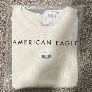 American Eagle White Waffle Baby Tee